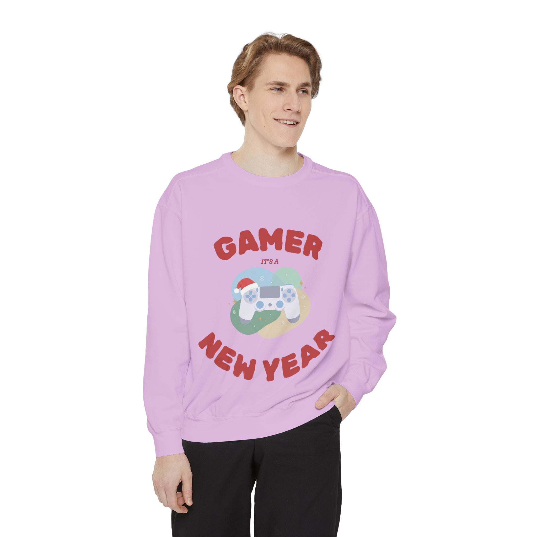 Gamer Christmas Mode Sweatshirt – Cozy Holiday Gaming Back Print – Xmas Gamer Gift – Game Console Inspired – Winter Gaming Aesthetic