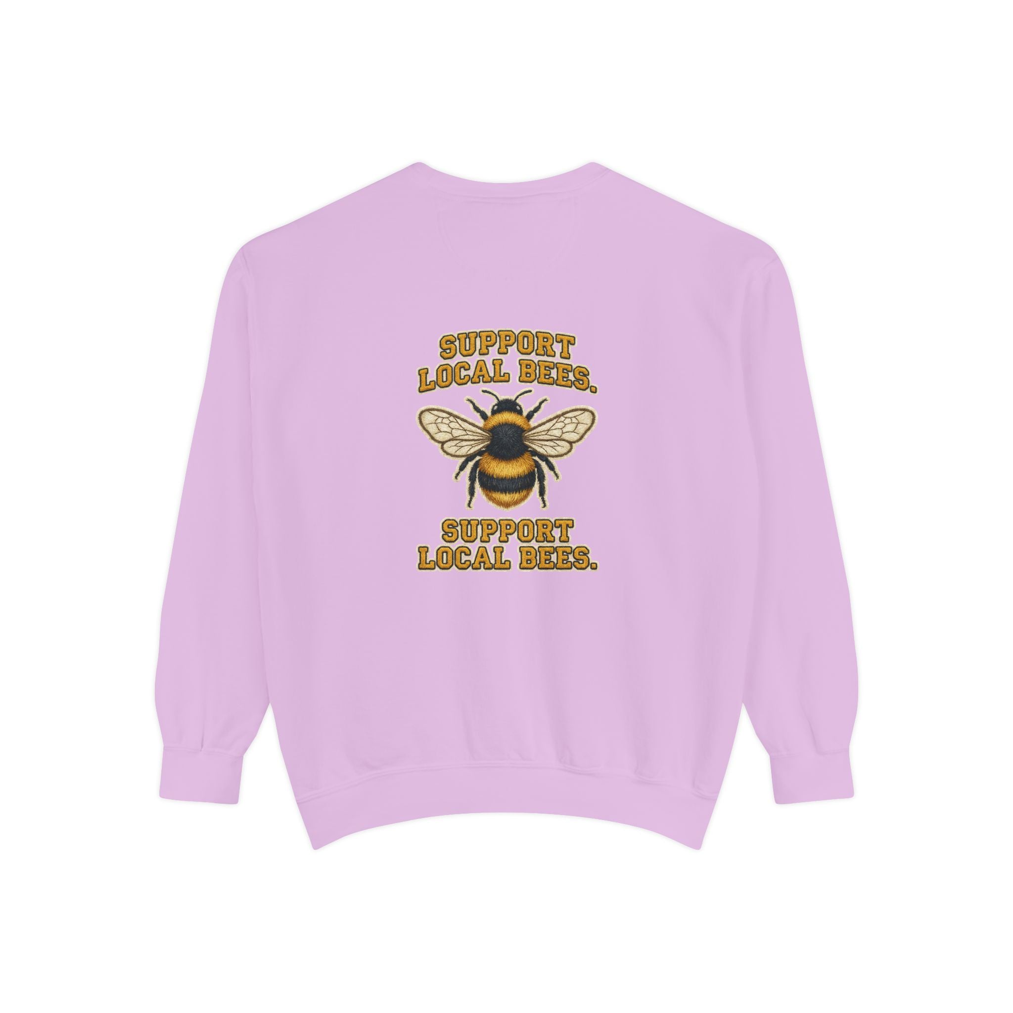 Support Local Bees Sweatshirt — Vintage Bee Graphic Eco-Friendly Pullover