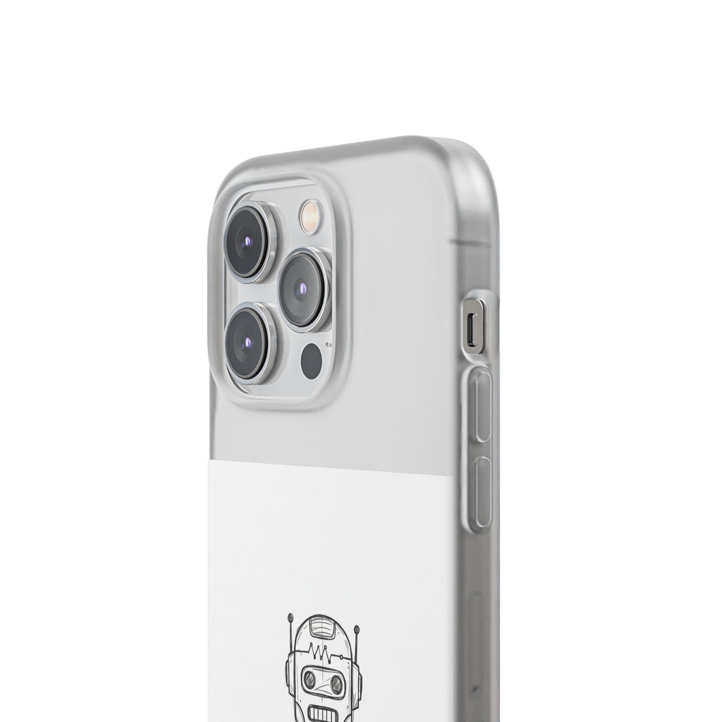 iPhone 17/16 Pro Max Flexi Case - Existential Dread Robot Design | Funny LoFi Tech Lover Gift | Sketchy Line Art Phone Cover